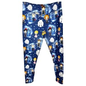 Dr Who Leggings XL Chibi Cartoon Blue Cosplay TC Soft Stretch Superwholock‎ 1686